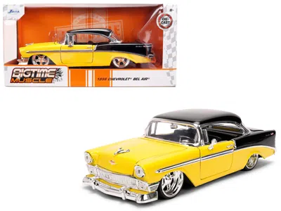 Jada 1956 Chevrolet Bel Air Yellow And Black "bigtime Muscle" Series 1/24 Diecast Model Car By