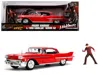 Jada 1958 Cadillac Series 62 Red With Freddy Krueger Diecast Figurine "a Nightmare On Elm Street" Movie 1