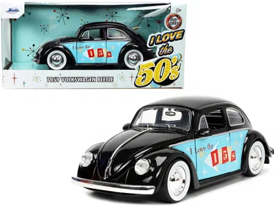 Jada 1959 Volkswagen Beetle Black With Graphics "i Love The 50's" Series 1/24 Diecast Model Car By