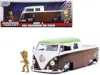 Jada 1963 Volkswagen Bus Pickup Truck With Groot Diecast Figurine "guardians Of The Galaxy" "marvel" Seri
