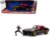 Jada 1966 Chevrolet Corvette With Black Widow Diecast Figurine "avengers" "marvel" Series 1/24 Diecast Mo