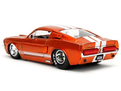 Jada 1967 Ford Mustang Shelby Gt500 Candy Orange With White Stripes "bigtime Muscle" Series 1/24 Diecast