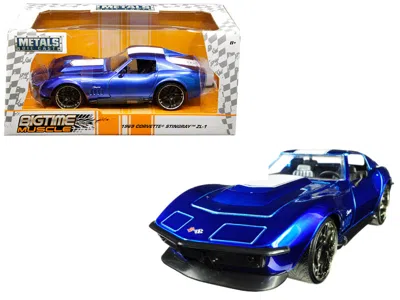 Jada 1969 Chevrolet Corvette Stingray Zl-21 Blue With White Stripe "bigtime Muscle" 1/24 Diecast Model Ca