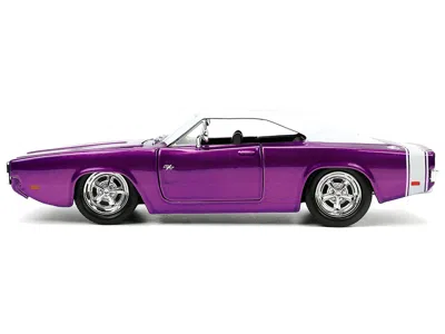 Jada 1970 Dodge Charger R/t Purple Metallic With White Top And Tail Stripe "bigtime Muscle" Series 1/24 D