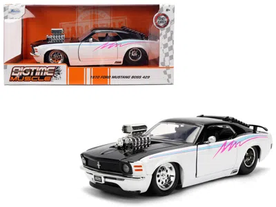 Jada 1970 Ford Mustang Boss 429 Black And White With Graphics "bigtime Muscle" Series 1/24 Diecast