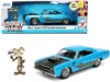 Jada 1970 Plymouth 440-6bbl Roadrunner Light Blue Metallic With Black Hood And Wile E. Coyote Diecast Fig