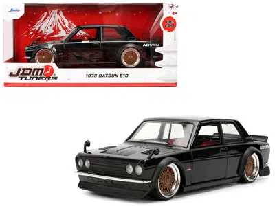 Jada 1973 Datsun 510 Black With Gold Wheels "jdm Tuners" Series 1/24 Diecast Model Car By