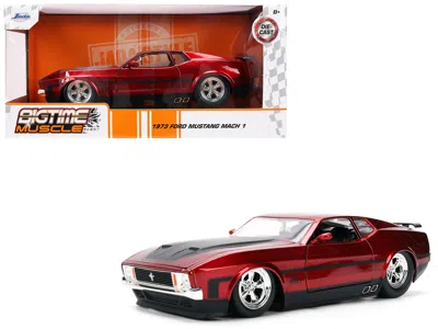 Jada 1973 Ford Mustang Mach 1 Red Metallic With Matt Black Hood And Black Stripes "bigtime Muscle" Series