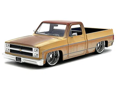 Jada 1985 Chevrolet C-10 Pickup Truck Yellow With Brown Top (rusted) And Daytona Wire Wheels "just Trucks