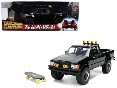 Jada 1985 Toyota Sr5 Pickup Truck Black With Marty's Skateboard "back To The Future" (1985) Movie "hollyw