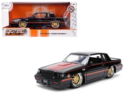 Jada 1987 Buick Grand National Black With Matt Red Hood And Stripes "bigtime Muscle" Series 1/24 Diecast 