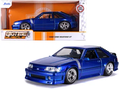 Jada 1989 Ford Mustang Gt 5.0 Candy Blue With Silver Stripes "bigtime Muscle" 1/24 Diecast Model Car By J