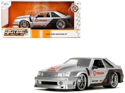 Jada 1989 Ford Mustang Gt "texaco" Silver Metallic And Matt Black "bigtime Muscle" Series 1/24 Diecast Mo In Multi