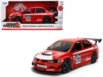 Jada 2006 Mitsubishi Lancer Evolution Ix Rhd (right Hand Drive) #26 Red With White Graphics "jdm Tuners" 