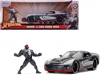 Jada 2008 Dodge Viper Srt10 Dark Gray With Venom Diecast Figurine "spider-man" "marvel" Series 1/24 Dieca