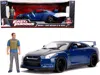 Jada 2009 Nissan Gt-r (r35) Blue Metallic And Carbon With Lights And Brian Figurine "fast & Furious" Movi