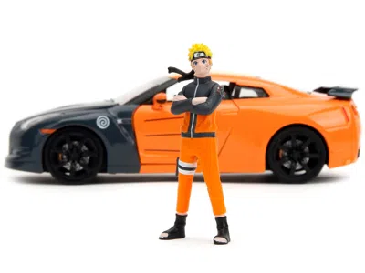 Jada 2009 Nissan Gt-r (r35) Orange And Dark Gray With Yellow Top And Graphics And Naruto Diecast Figure "