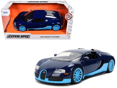 Jada 2011 Bugatti Veyron Dark Blue With Light Blue Accents "hyper-spec" Series 1/24 Diecast Model Car By 