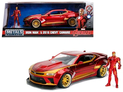 Jada 2016 Chevrolet Camaro With Iron Man Diecast Figure "marvel" Series 1/24 Diecast Model Car By