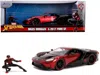 Jada 2017 Ford Gt With Miles Morales Diecast Figurine "spider Man" "marvel" Series 1/24 Diecast Model Car