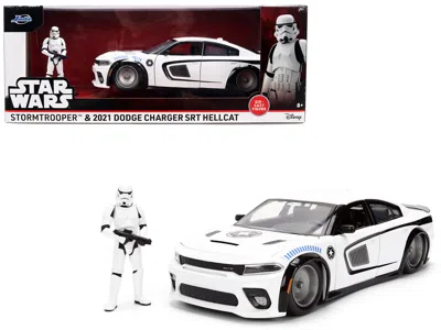 Jada 2021 Dodge Charger Srt Hellcat White Graphics Stormtrooper Figure Star Wars Franchise Hollywood Ride