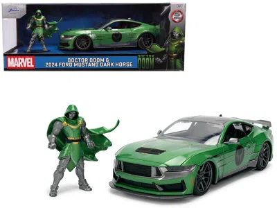 Jada 2024 Ford Mustang Dark Horse Green Metallic With Gray Top And Graphic With Doctor Doom Diecast Figur