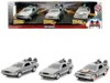 Jada Back To The Future Delorean Set Of 3 Pieces "hollywood Rides" Series 1/32 Diecast Model Car By  In Gray