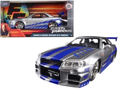 Jada Brian's Nissan Gtr Skyline R34 Rhd (right Hand Drive) Silver With Blue Stripes "fast & In Multi