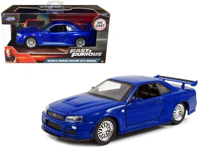 Jada Brian's Nissan Skyline Gt-r R34 Blue "fast & Furious" Movie 1/32 Diecast Car Model By