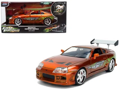 Jada Brian's Toyota Supra Orange Color Brush Finish 25 Years Of Fast & Furious Anniversary "the Fast And 