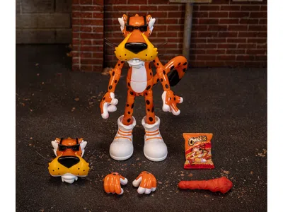Jada Chester Cheetah 5.5" Glow-in-the-dark Figure With Accessories And Alternate Head And Hands "flamin'