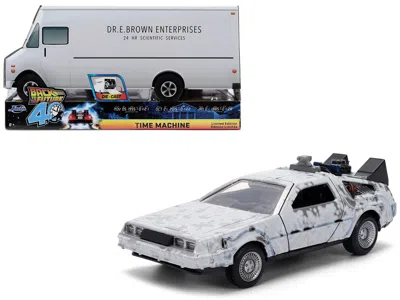 Jada Dmc Delorean Time Machine Brushed Metal (frost Version) "back To The Future" (1985) Movie "40th Anni In White