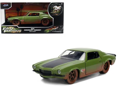 Jada Dom's 1973 Chevrolet Camaro "f-bomb" Matt Green (dirty Version) With Black Hood Stripe "fast & Furio