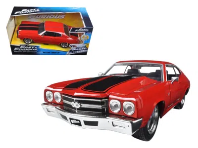 Jada Dom's Chevrolet Chevelle Ss Red With Black Stripes "fast & Furious" Movie 1/24 Diecast Model Car By