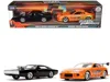 Jada Dom's Dodge Charger R/t Black And Brian's Toyota Supra Orange Set Of 2 Pieces "fast & Furious" Serie