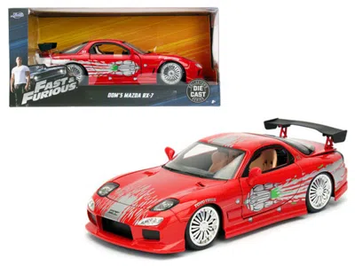 Jada Dom's Mazda Rx-7 Red With Graphics "fast & Furious" Movie 1/24 Diecast Model Car By