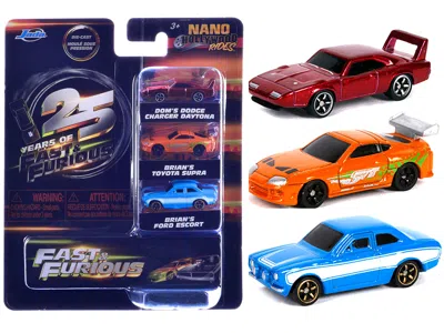 Jada Fast & Furious 25th Anniversary 3 Piece Set #2 "nano Hollywood Rides" Diecast Model Cars By  In Multi