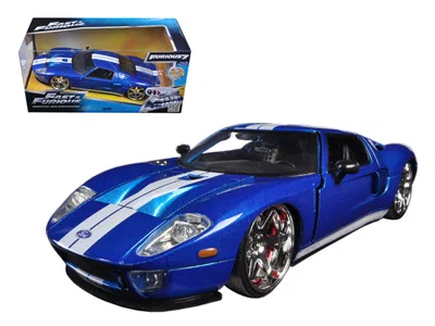 Jada Ford Gt Blue With White Stripes "fast & Furious 7" (2015) Movie 1/24 Diecast Model Car By