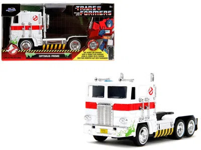 Jada G1 Autobot Optimus Prime Truck White With Robot On Chassis From "transformers" Tv Series - "ghostbus In Multi
