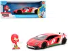 Jada Lamborghini Aventador Sv Red With Graphics And Knuckles Diecast Figure "sonic The Hedgehog" Franchis In Red