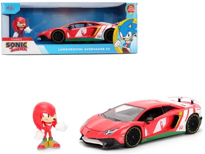 Jada Lamborghini Aventador Sv Red With Graphics And Knuckles Diecast Figure "sonic The Hedgehog" Franchis