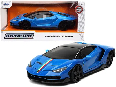 Jada Lamborghini Centenario Blue With Black Top With Stripes "hyper-spec" Series 1/24 Diecast Model Car B