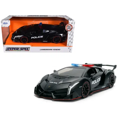 Jada Lamborghini Veneno "police" Matt Black "hyper-spec" Series 1/24 Diecast Model Car By
