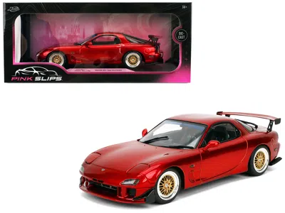 Jada Mazda Rx7 Type Rs (fd3s) Rhd (right Hand Drive) Orange Metallic "pink Slips" Series 1/18 Diecast Mod In Red