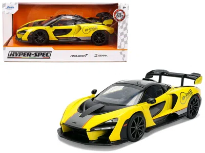 Jada Mclaren Senna "8-pas Racing" Yellow Metallic With Black Top "hyper-spec" Series 1/24 Diecast Model C