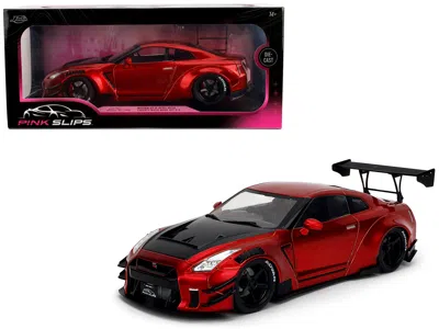 Jada Nissan Gt-r R35 Liberty Walk 2.0 Rhd Red Metallic Carbon Hood Pink Slips Series 1/18 Diecast Model