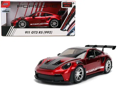 Jada Porsche 911 (992) Gt3 Rs Red Chrome With Carbon Top And Hood Stripes "hyper-spec" Series 1/24 Diecas