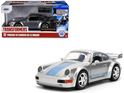 Jada Porsche 911 Carrera Rs 3.8 "mirage" Silver Metallic With Blue Stripes "transformers: Rise Of The Bea In White