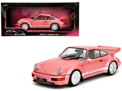 Jada Porsche 911 Carrera Rs (964) Pink Metallic With White Stripes "pink Slips" Series 1/18 Diecast Model
