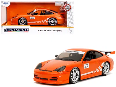 Jada Porsche 911 Gt3 Rs (996) #008 "bridgestone" Orange Metallic With White Graphics "hyper-spec" Series 